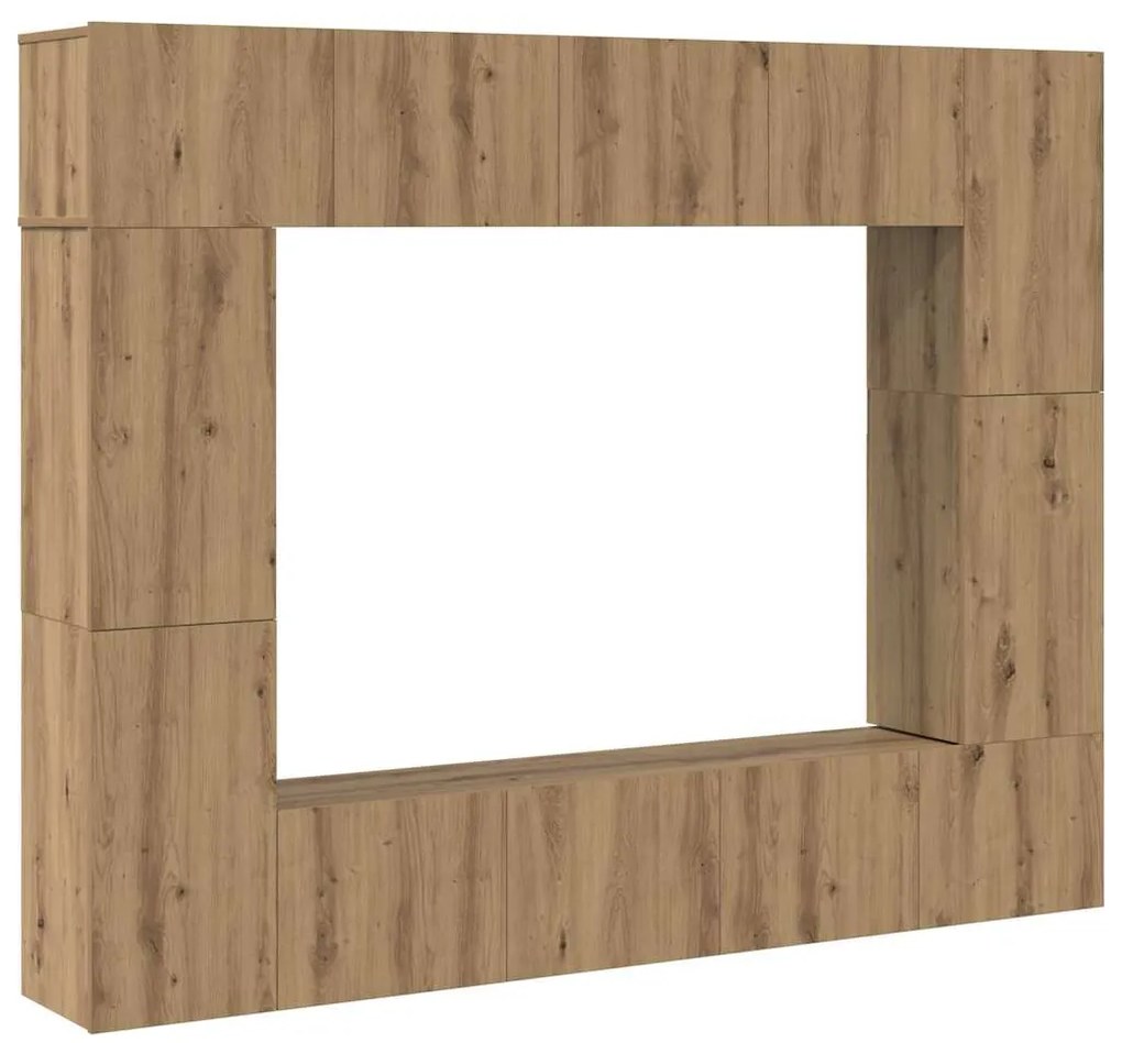 Conjunto de móvel de TV com prateleira 8 pcs carvalho artisiano