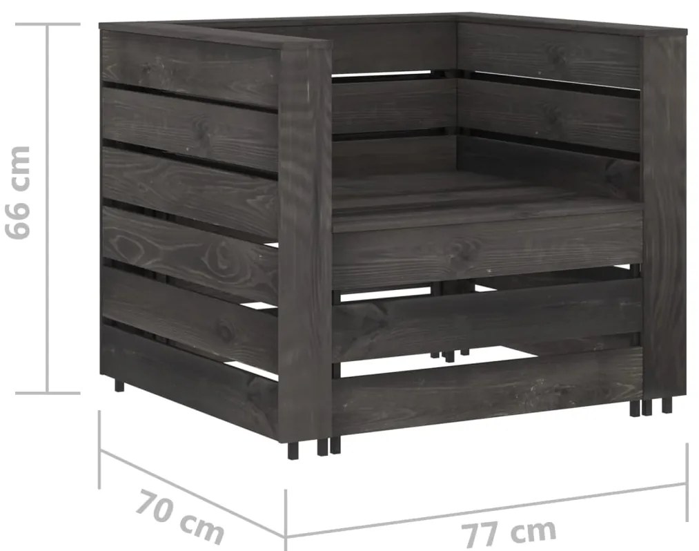 2 pcs conjunto lounge jardim em paletes pinho impregnado cinza