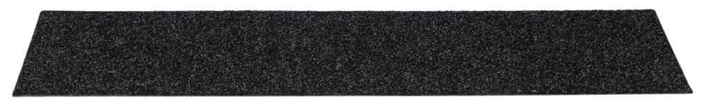 Tapetes de escada adesivos retangulares 15 pcs 76x20 cm preto