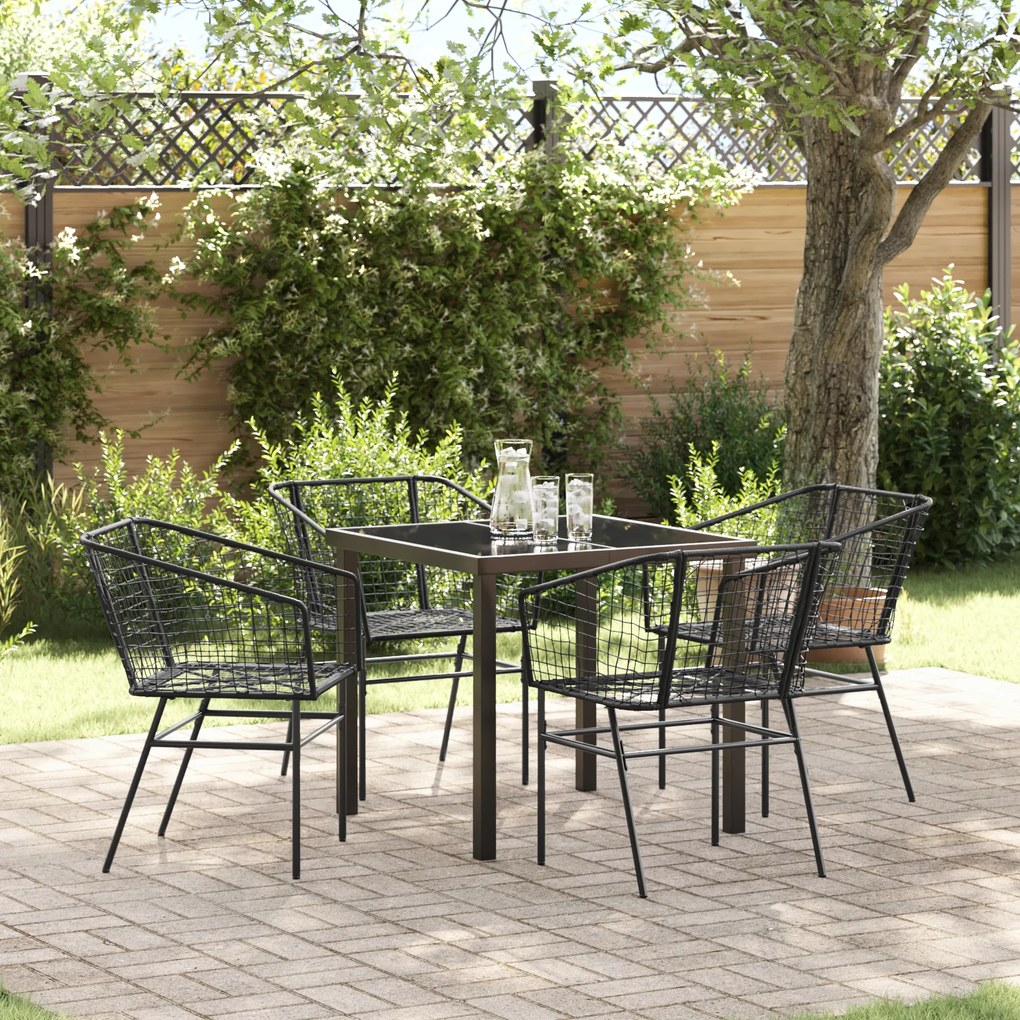 vidaXL Conjunto de Jantar de Jardim de 5 Peças Preto em Rattan Sintético