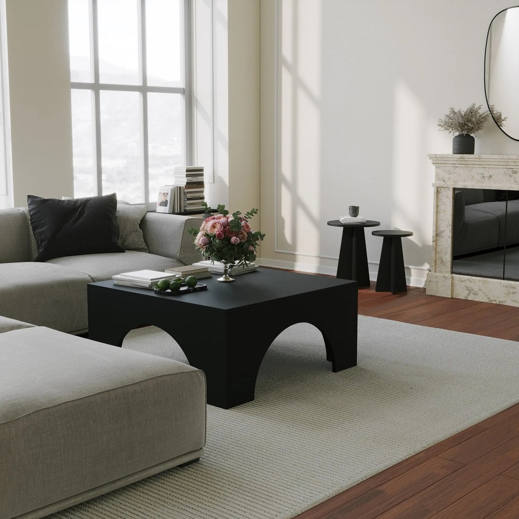 Mesa de Café Collesium - Preta - 80x37x80cm