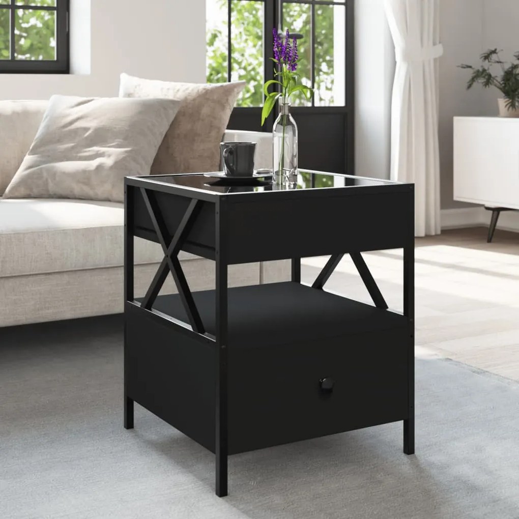 Mesa de centro com luzes LED Infinity 40x40x51 cm preto