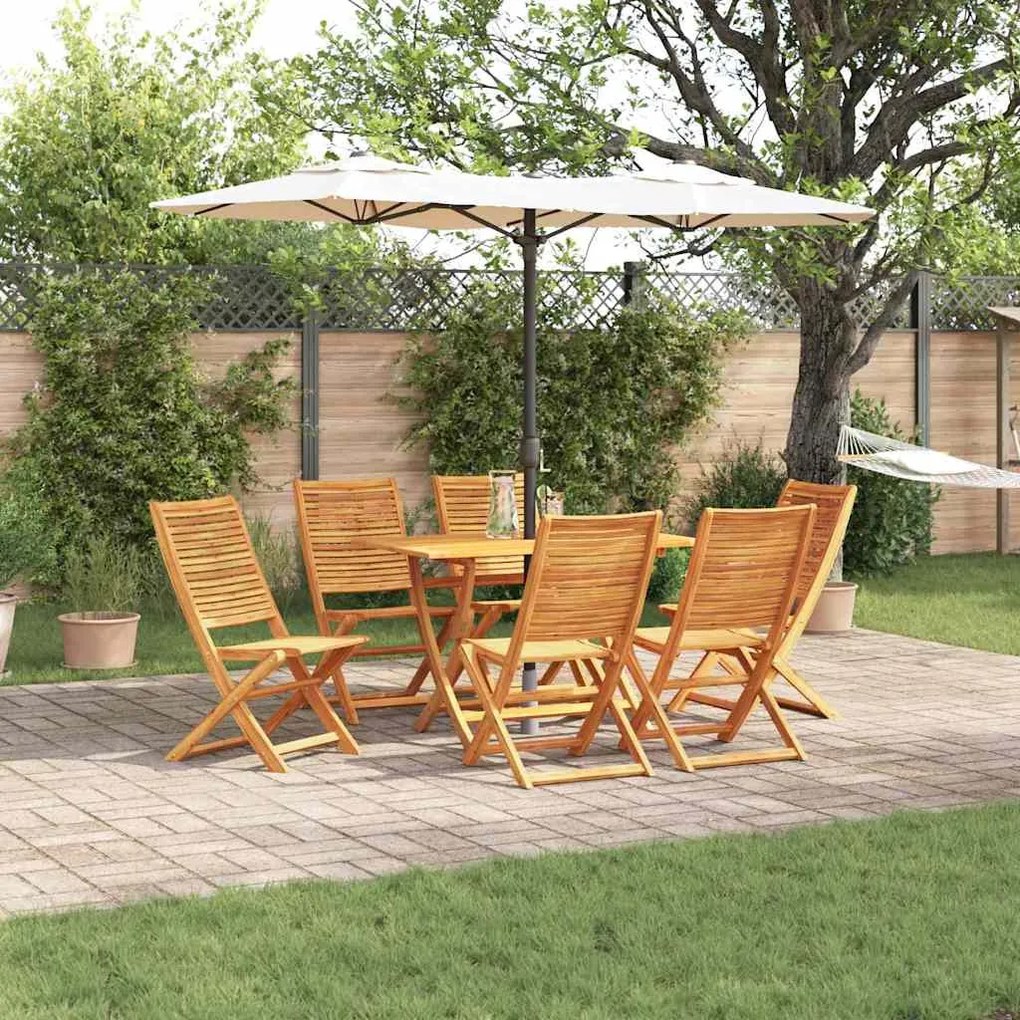vidaXL Conjunto de Jantar para Jardim 7 pcs Madeira Natural Médio