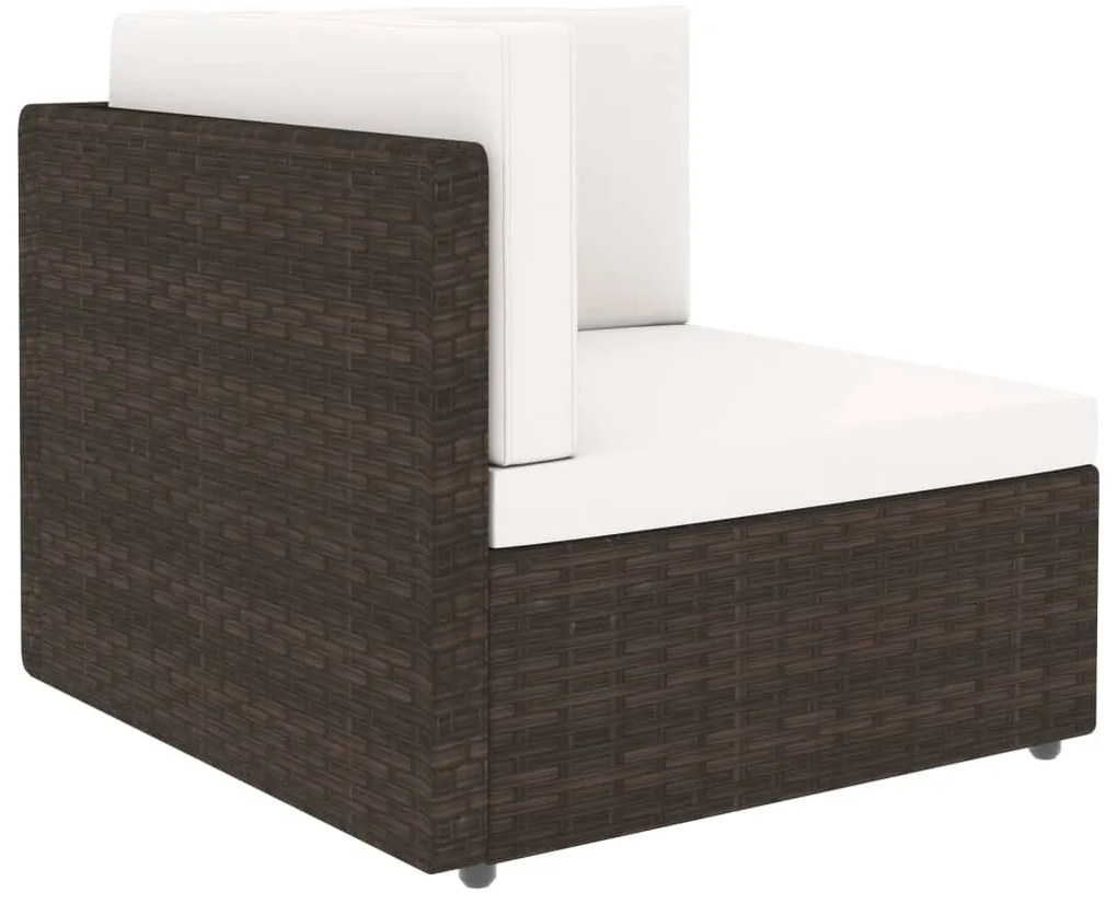 5 pcs conjunto lounge p/ jardim c/ almofadões vime PE castanho