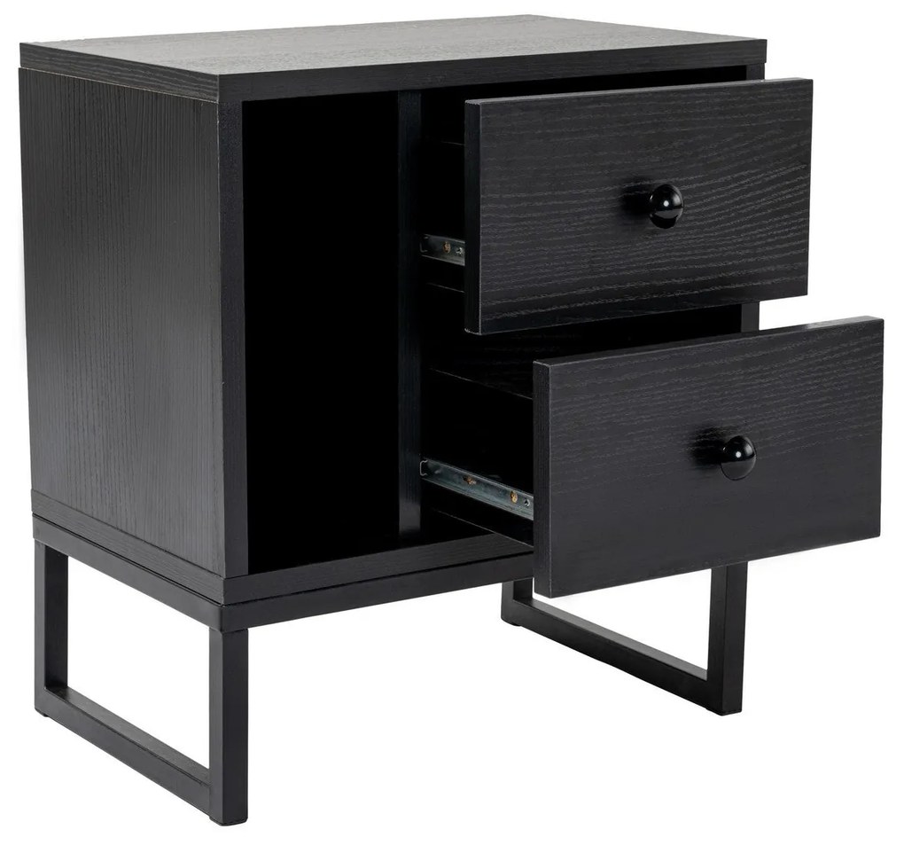 Mesa de Cabeceira Glimmer – Preto Madeira – 45,2x50x29,5 cm