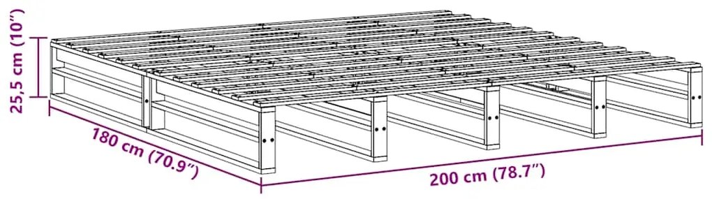 Cama sem colchão 200x200 cm madeira de pinho maciça branco