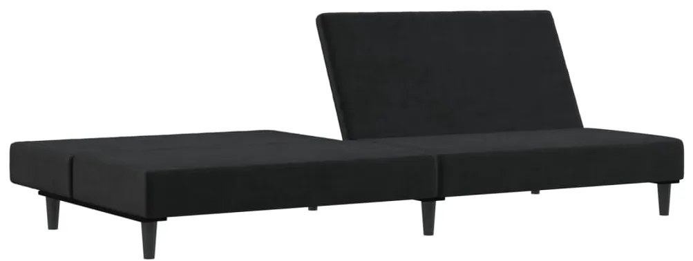 Sofá-cama de 2 lugares veludo preto