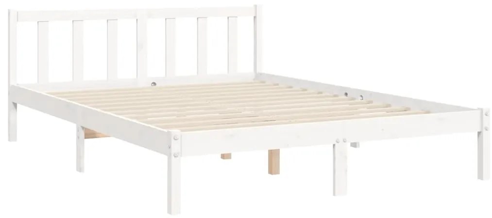 Cama sem colchão 140x190 cm madeira de pinho maciça branco