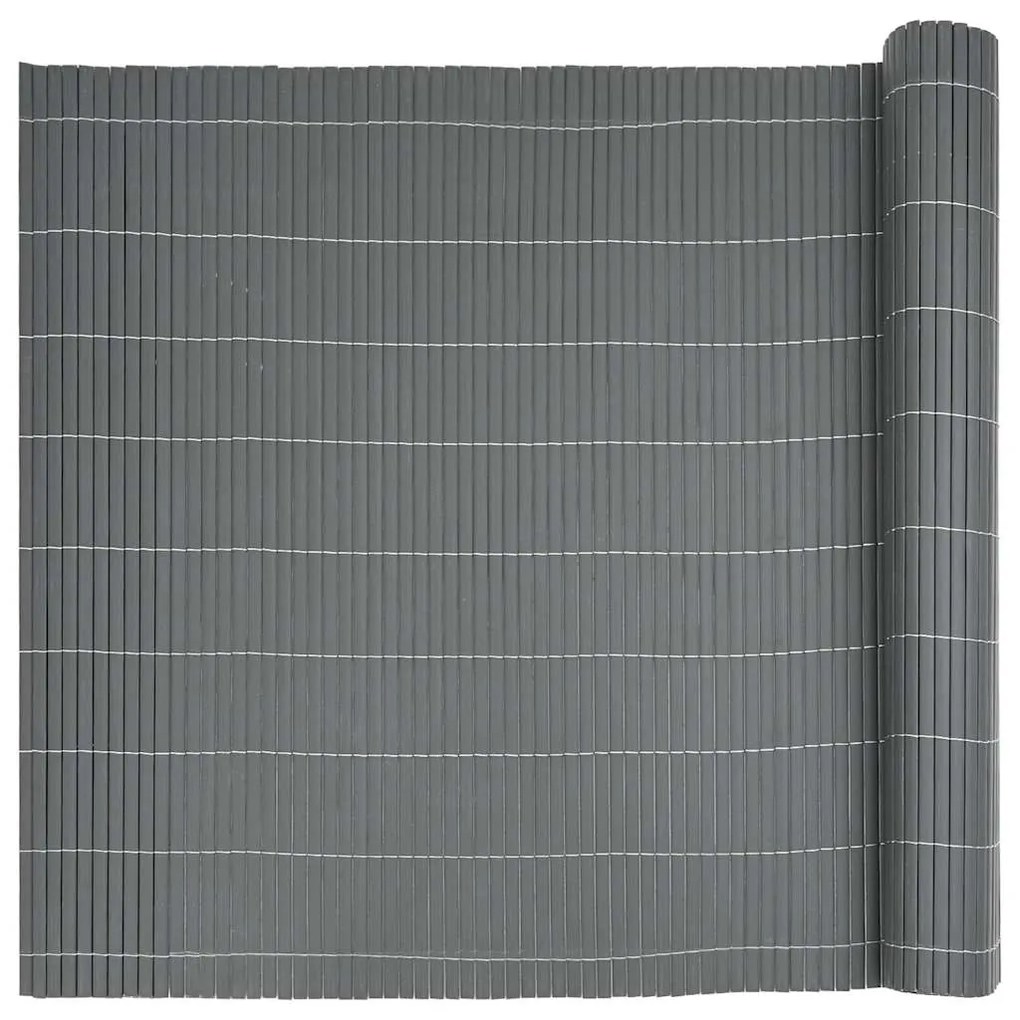Cerca de jardim dupla face cinzento 1,8x3 m PVC