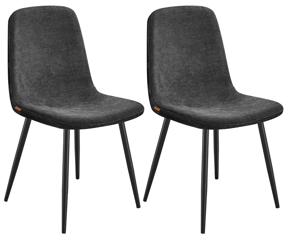 Conjunto de 2 cadeiras de sala de jantar (MESA NÃO INCLUIDA) em tecido chenille 55 x 43,5 x 85,5 cm Cinzento