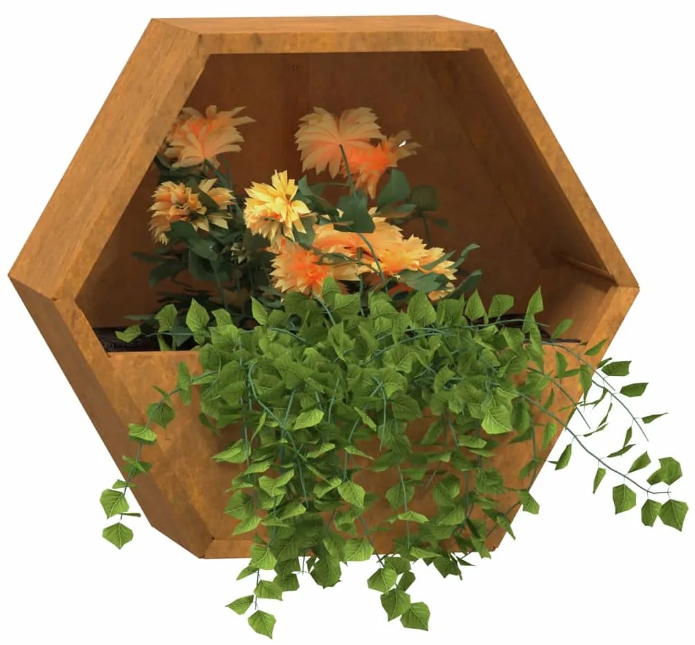 Vasos/floreiras de parede 2 pcs aço corten cor enferrujado