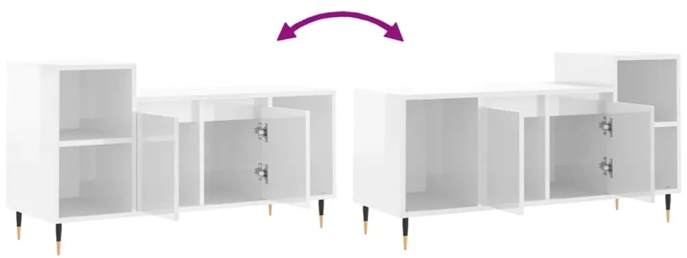Móvel para TV 100x35x55 cm derivados madeira branco brilhante