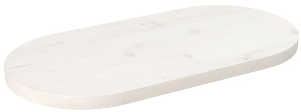 Tampo de mesa oval 70x35x2,5 cm pinho maciço branco
