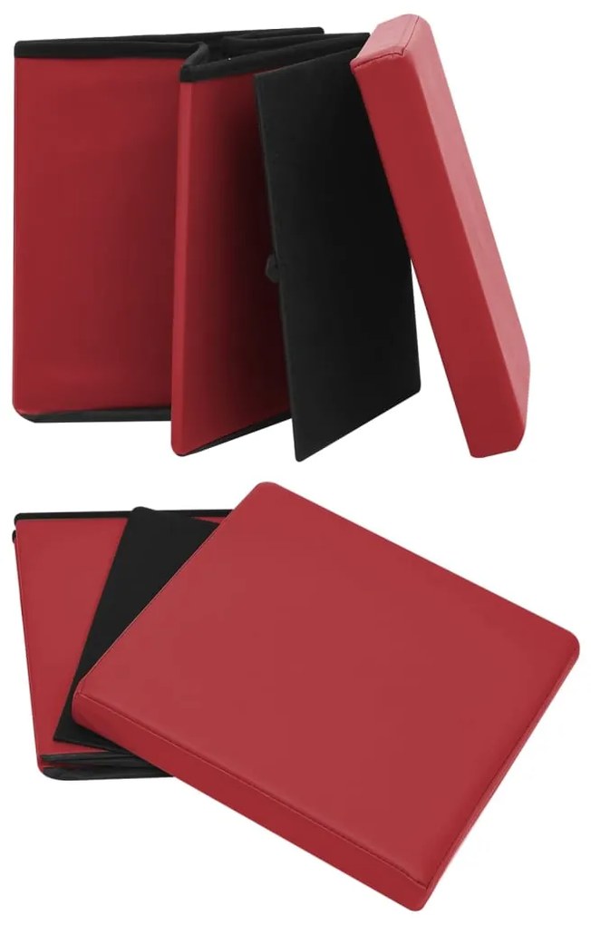 Banco de arrumação dobrável PVC vermelho tinto
