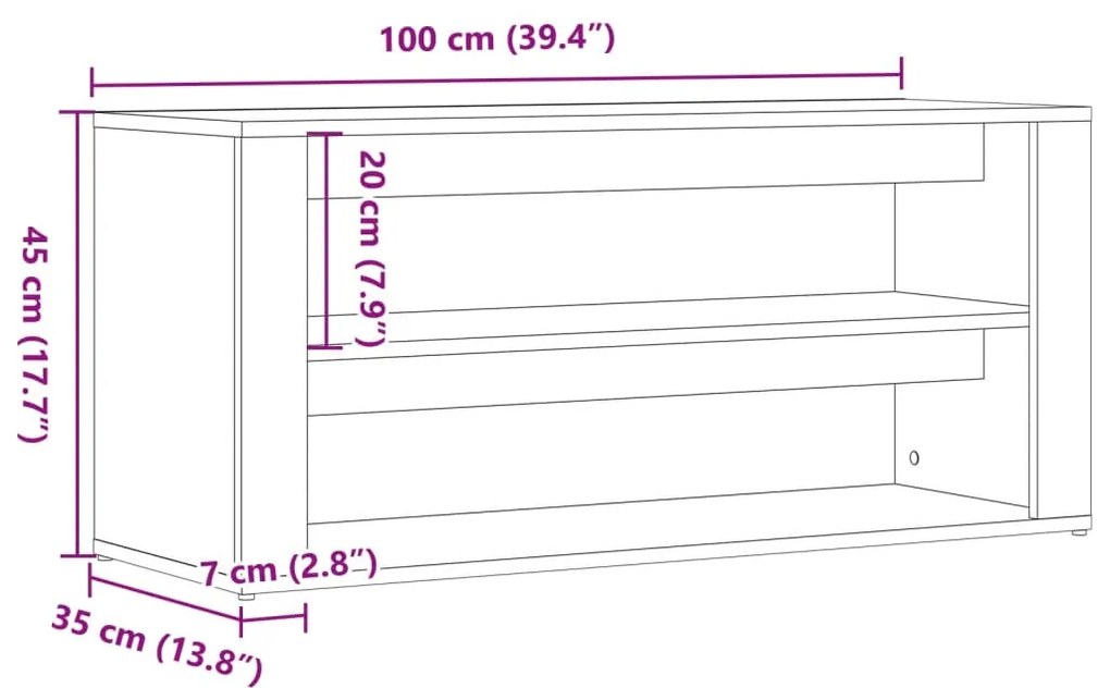 Sapateira 100x35x45 cm derivados de madeira madeira velha