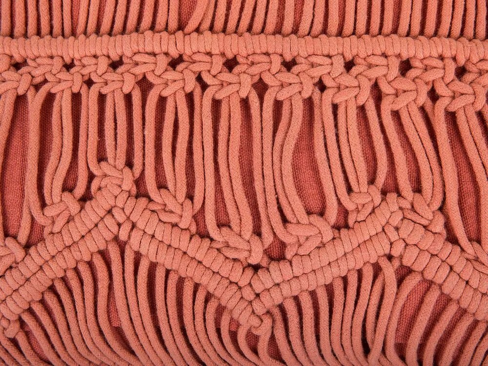 Almofada decorativa em macramé de algodão laranja 45 x 45 cm AKKOY Beliani