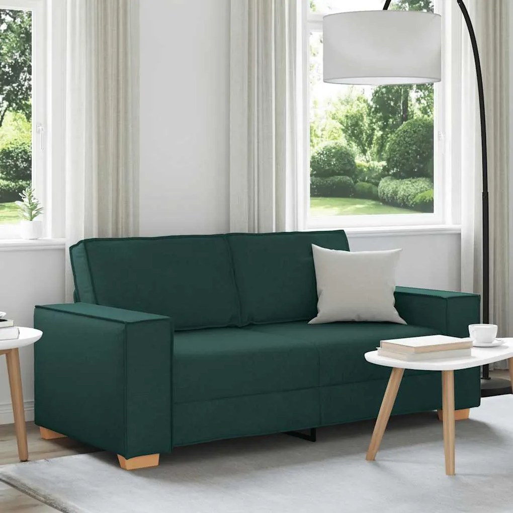 Sofá de 2 lugares verde escuro 140 cm tecido