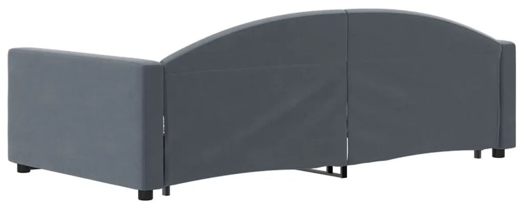 Sofá-cama com gavetão 100x200 cm veludo cinzento-escuro