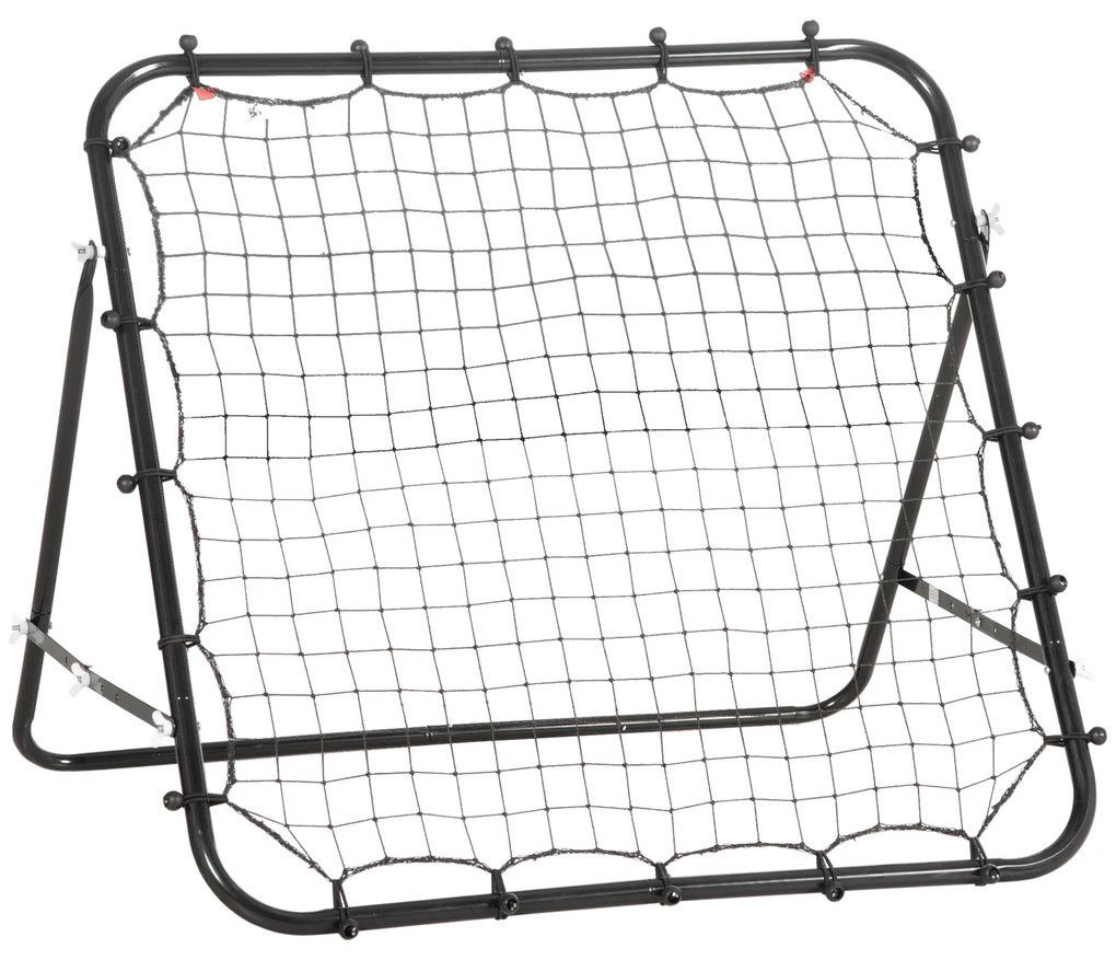 Rede de Remates de Metal com Ângulo Ajustável e 20 Cordas Elásticas para Treinamento de Futebol 96x80x96 cm Preto