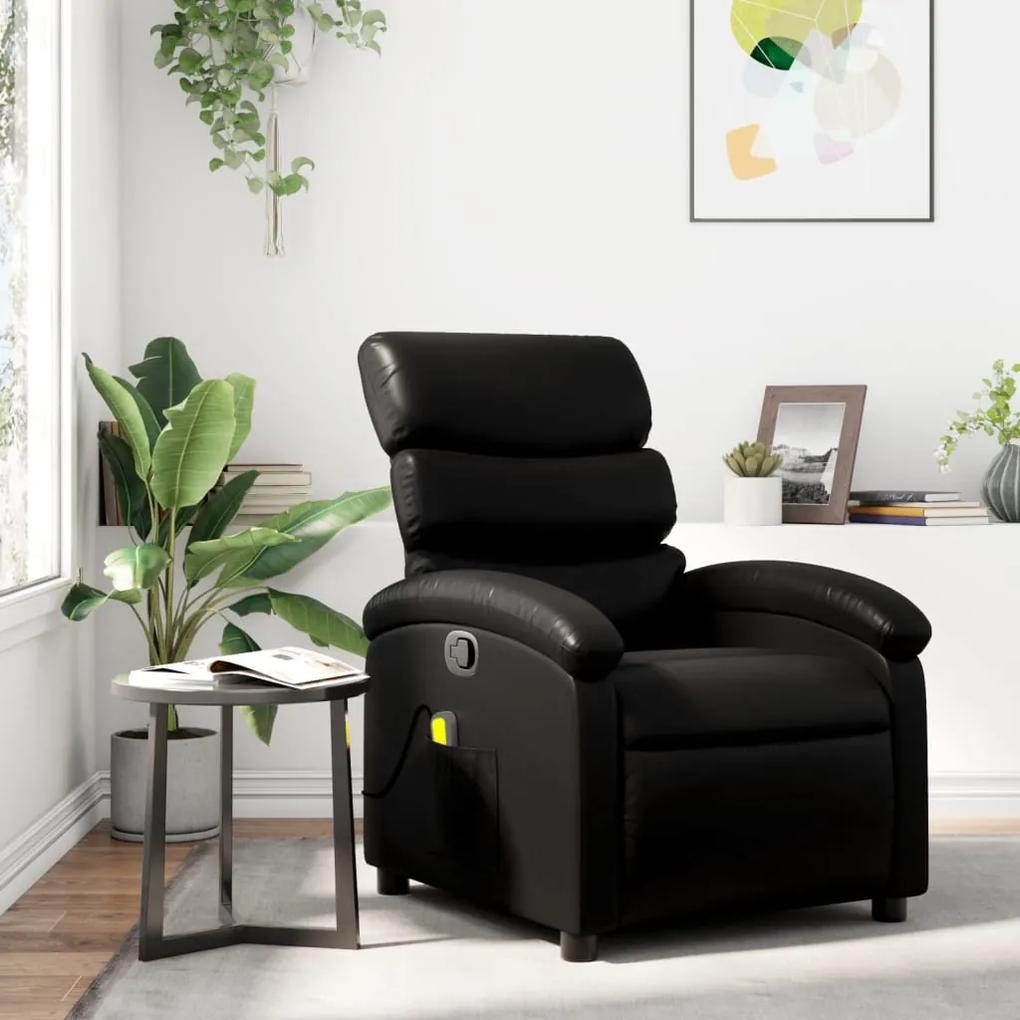 371720 vidaXL Poltrona de massagens reclinável couro artificial preto