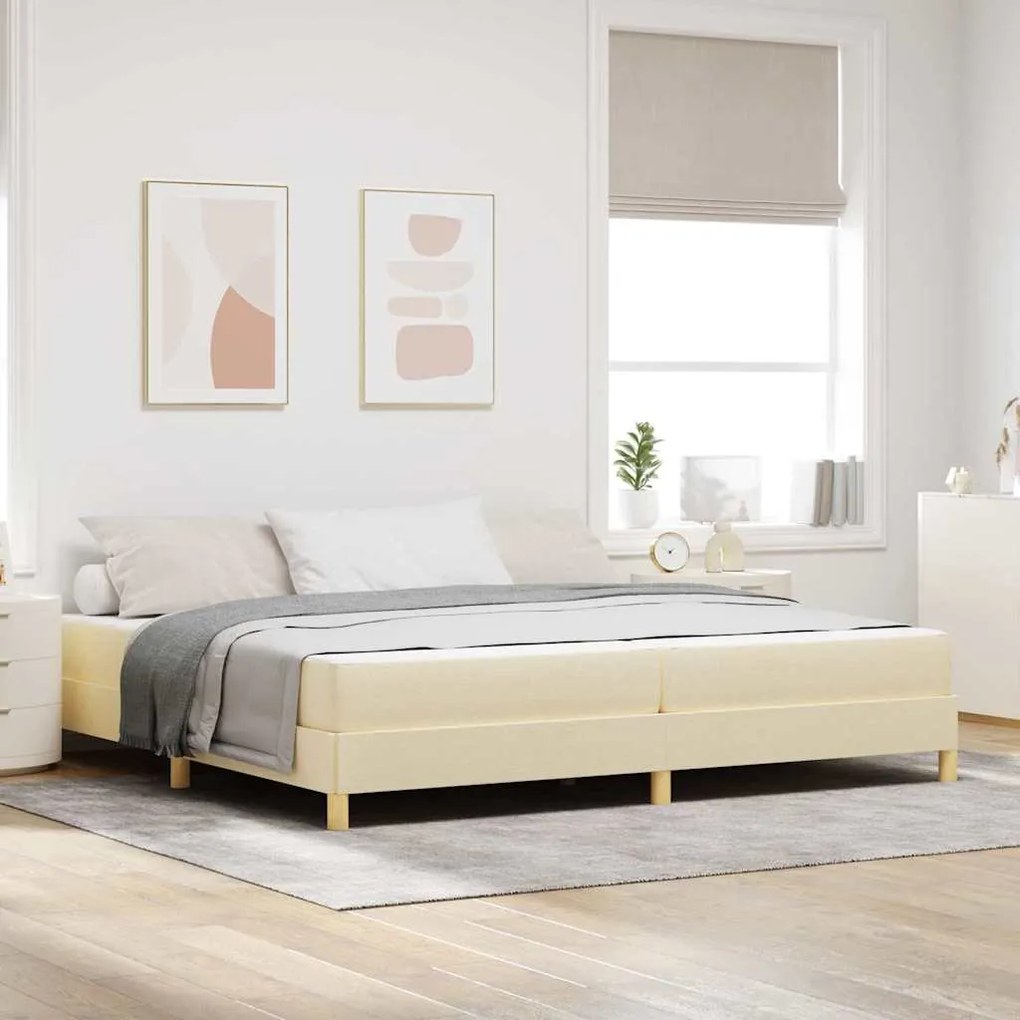 vidaXL Cama Box Creme, Marrom 200 x 200 cm