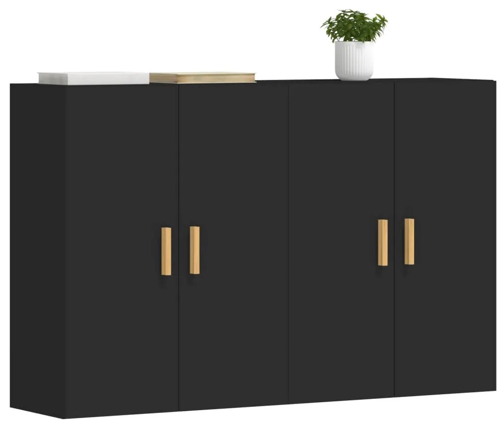 Móveis de parede 2 pcs derivados de madeira preto
