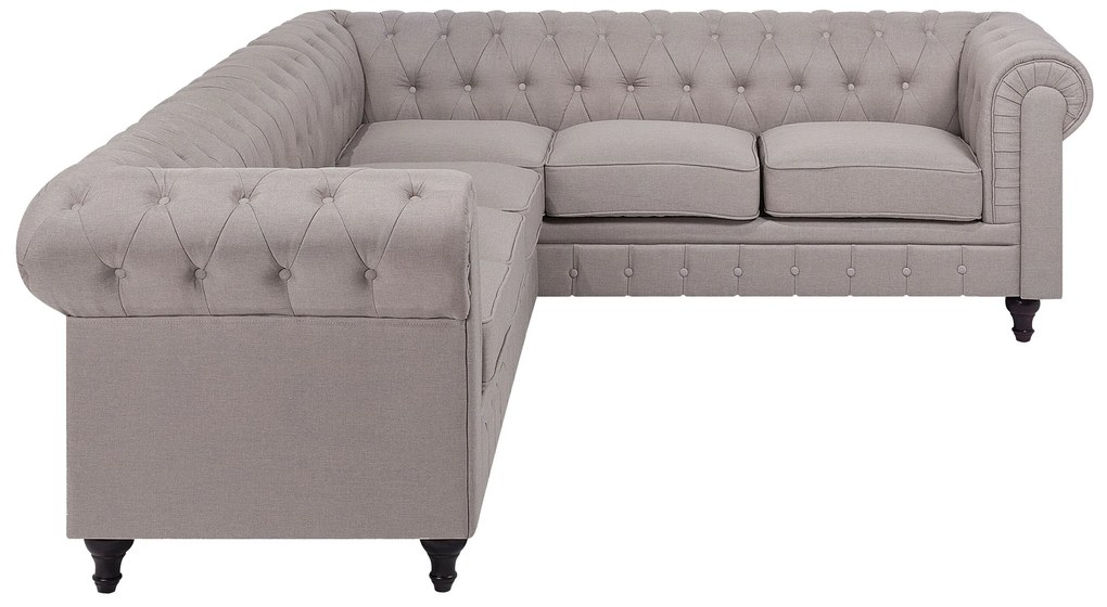 Sofá de canto à esquerda 6 lugares em tecido creme CHESTERFIELD Beliani