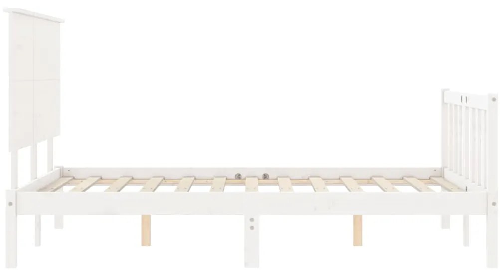 Cama sem colchão 140x200 cm madeira de pinho maciça branco