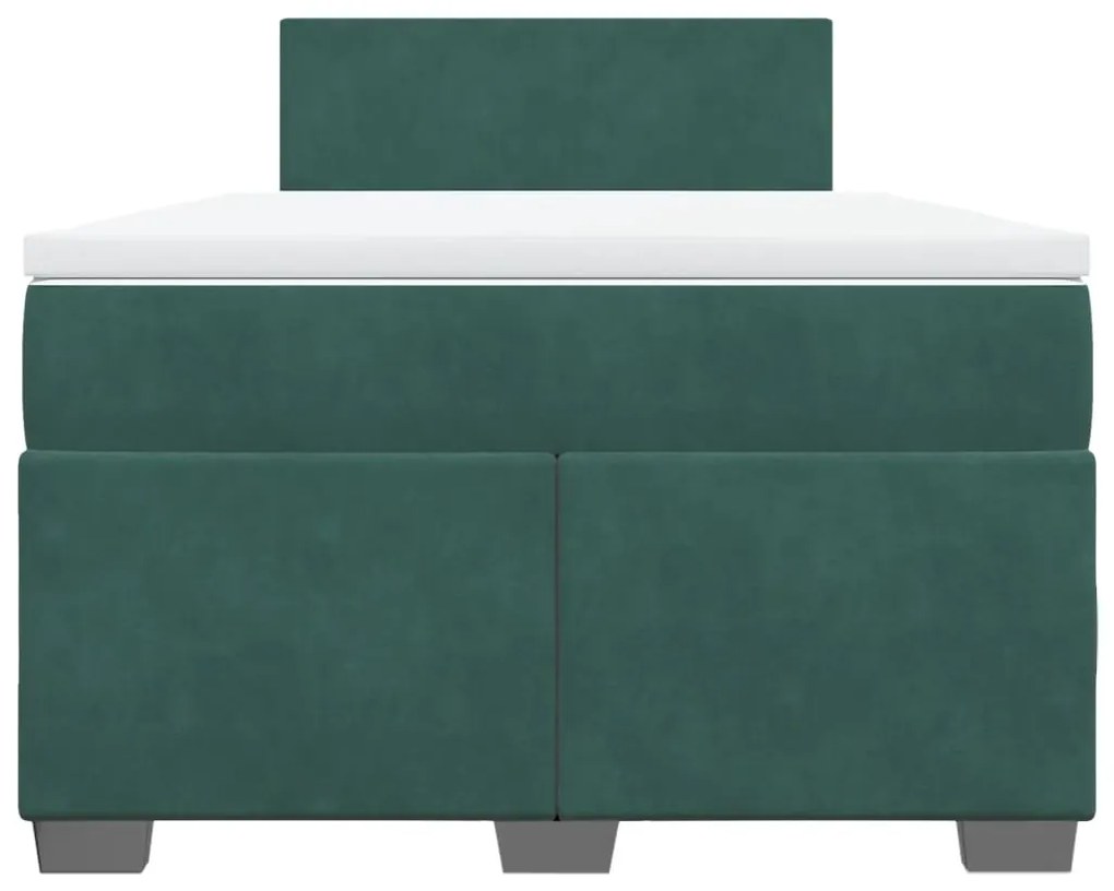 Cama boxspring com colchão 120x200 cm veludo verde-escuro