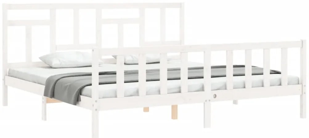 Cama sem colchão 200x200 cm madeira de pinho maciça branco