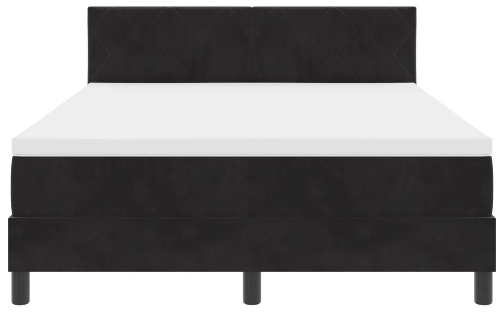 Cama Box Spring vidaXL com Colchão Preto 160x200 cm Veludo