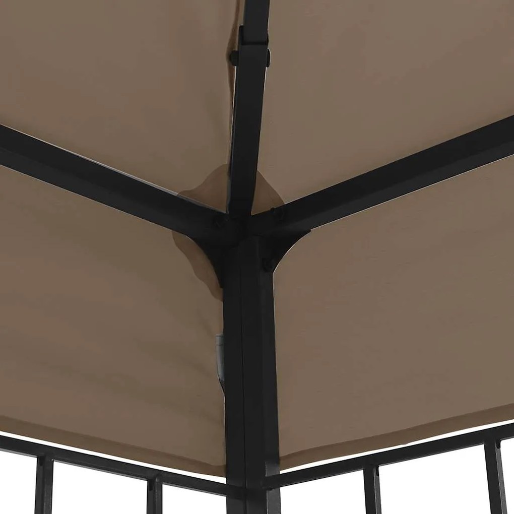 Gazebo com cordões de luzes LED 3x3 m cinza-acastanhado