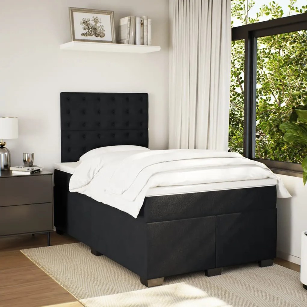 Cama boxspring com colchão 120x190 cm veludo preto