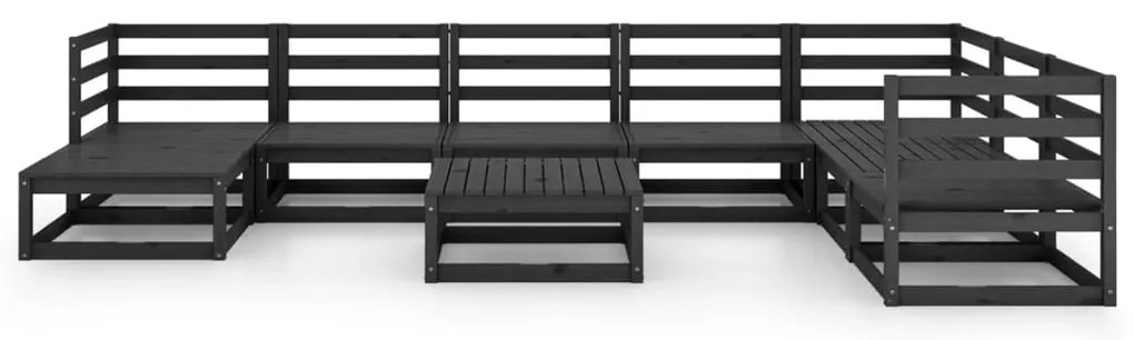 9 pcs conjunto lounge de jardim pinho maciço preto