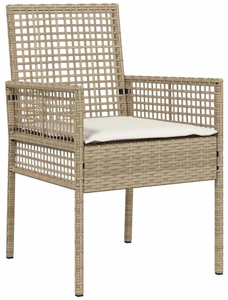 Conjunto de bistrô de jardim vidaXL com 3 peças e almofadas Bege em Ra