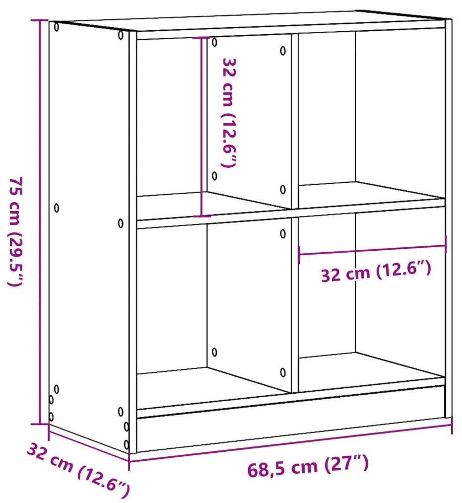 Estante 68,5x32x75 cm derivados de madeira cinzento sonoma