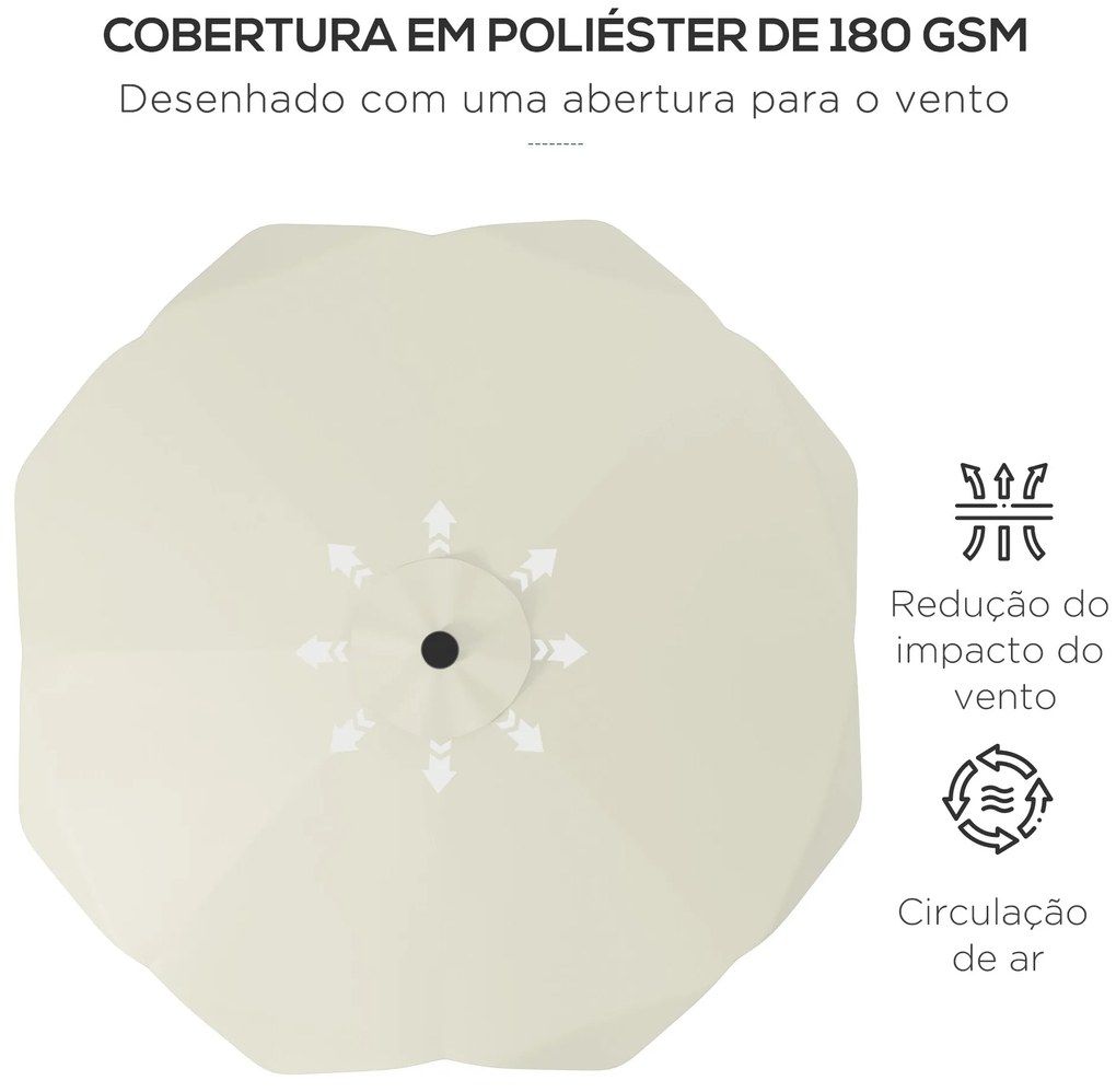 Chapéu de Sol de Jardim Ø292x248 cm Chapéu de Sol com Manivela 32 Luze