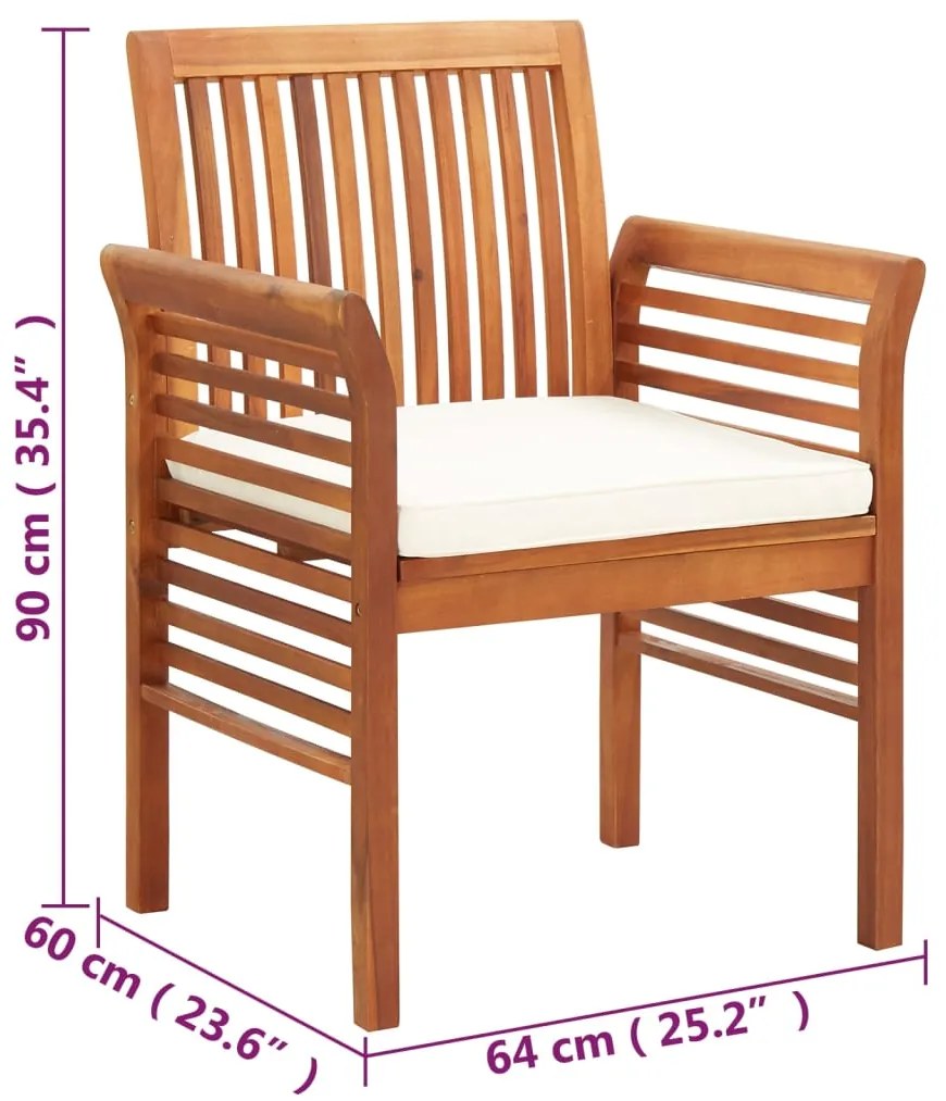Cadeiras de jantar jardim c/ almofadões 2 pcs madeira acácia