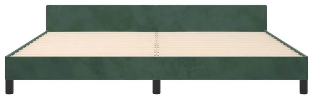 Estrutura de cama sem colchão 200x200 cm veludo verde-escuro