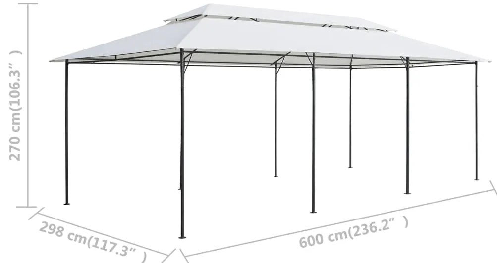 Gazebo com cortinas 600x298x270 cm 180g/m² branco