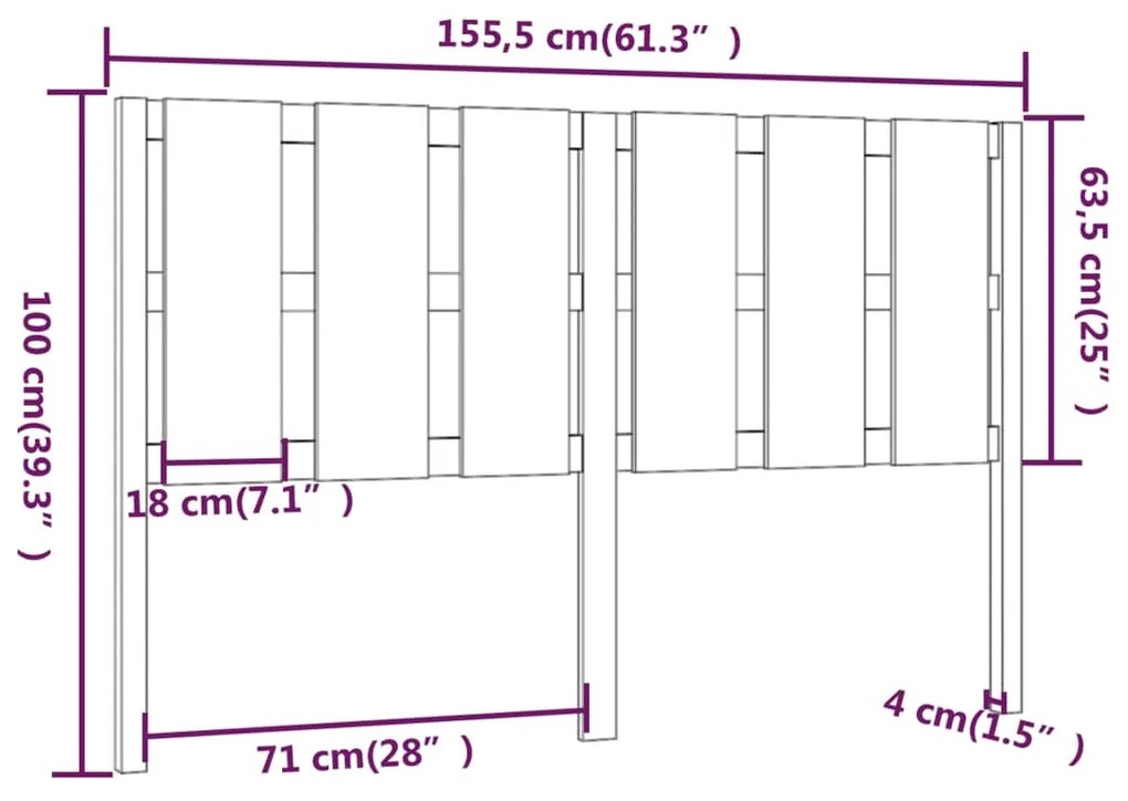 Cabeceira de cama 155,5x4x100 cm pinho maciço castanho mel