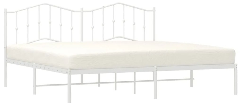 Estrutura de cama com cabeceira 200x200 cm metal branco