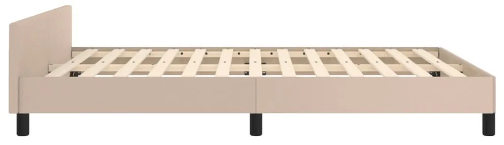 Estrutura cama cabeceira 140x200 cm couro artificial cappuccino