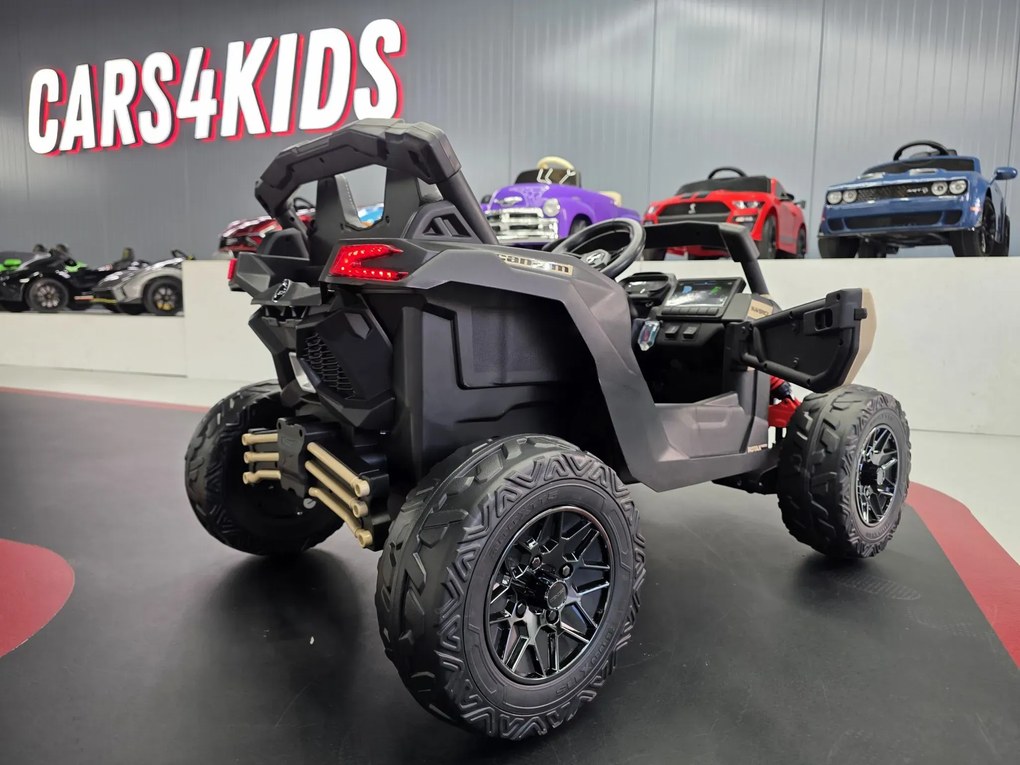 Buggy Can Am Maverick 4x4 12V Pneus EVA, Assento de couro sintético Cáqui