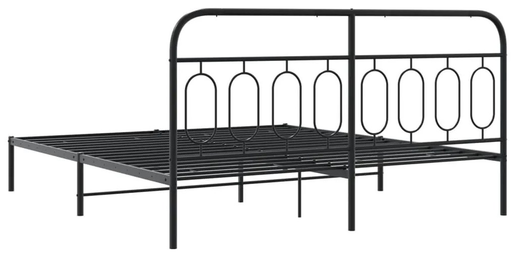 Estrutura de cama com cabeceira 160x200 cm metal preto