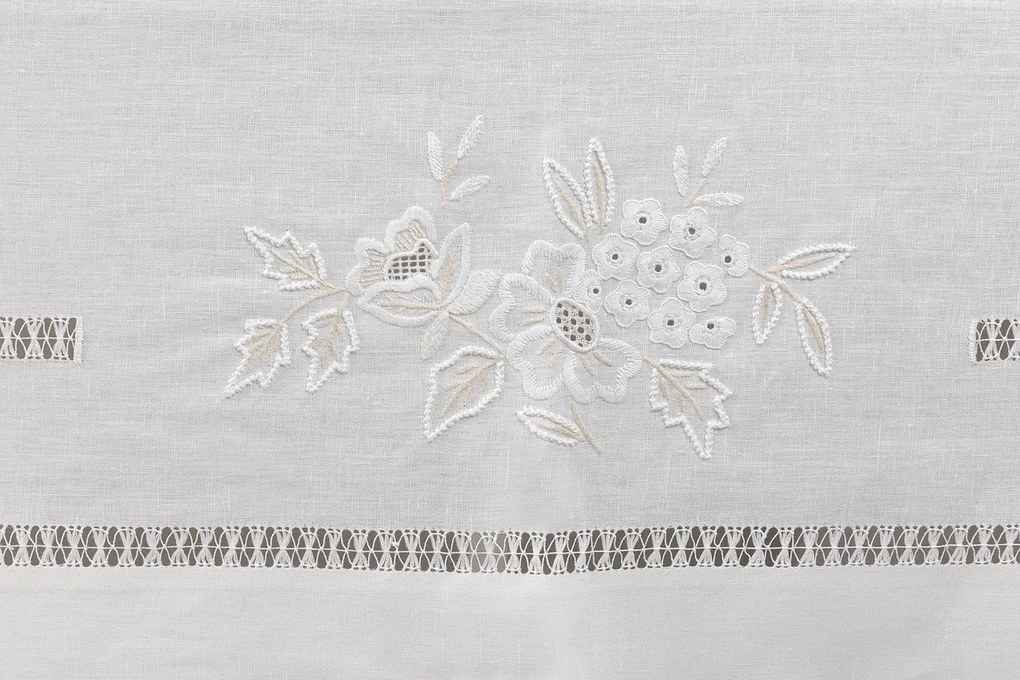 180x360 cm - Toalha de mesa 100% linho bordada a mão