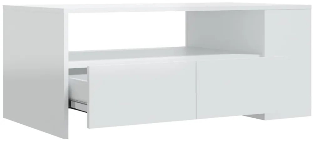 Mesa de centro 102x55x42 cm madeira processada branco brilhante