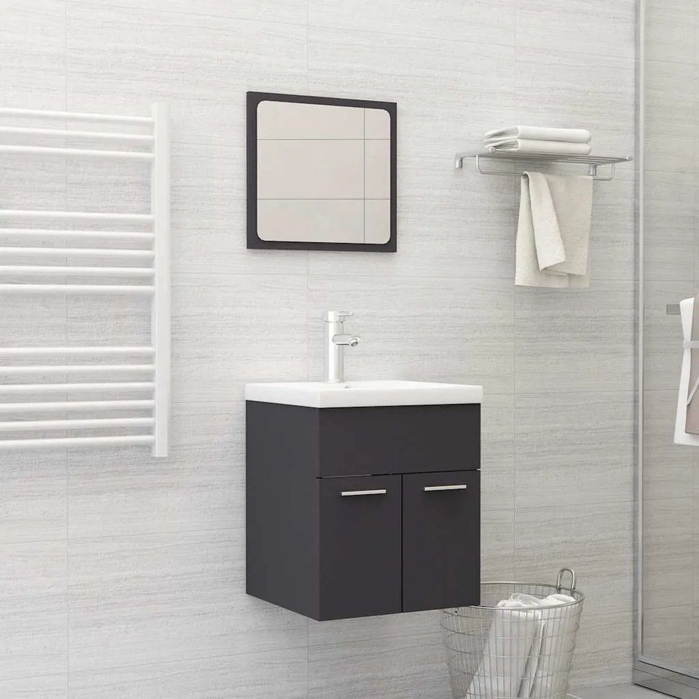 vidaXL 2 pcs conjunto móveis casa de banho contraplacado cinzento