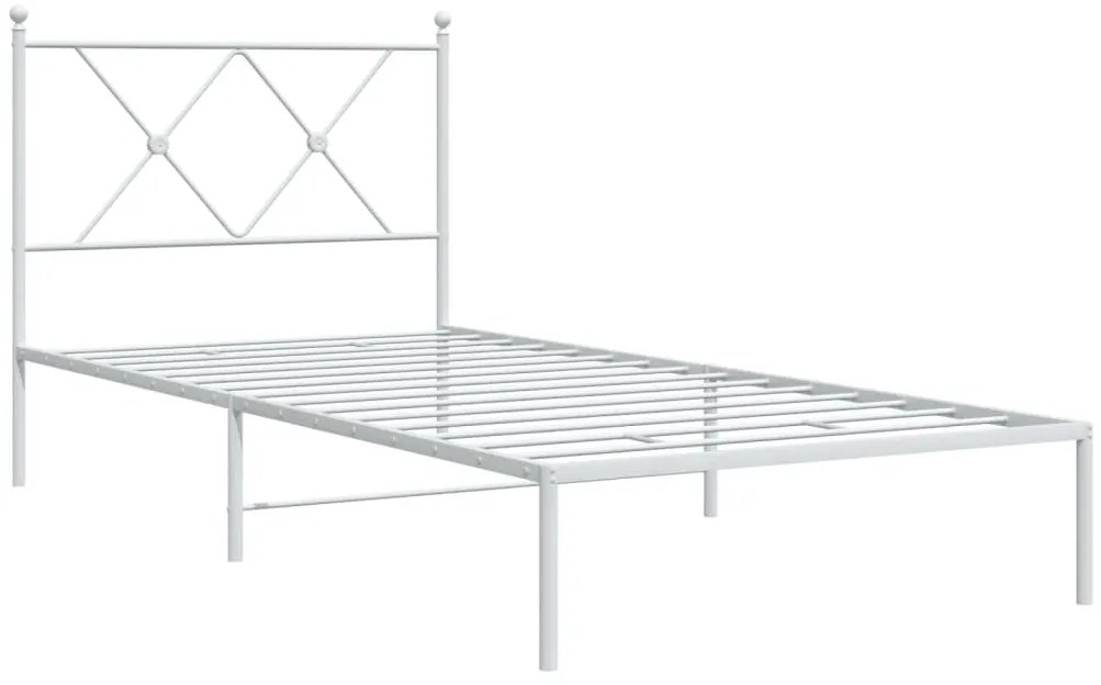 Estrutura de cama com cabeceira 90x190 cm metal branco