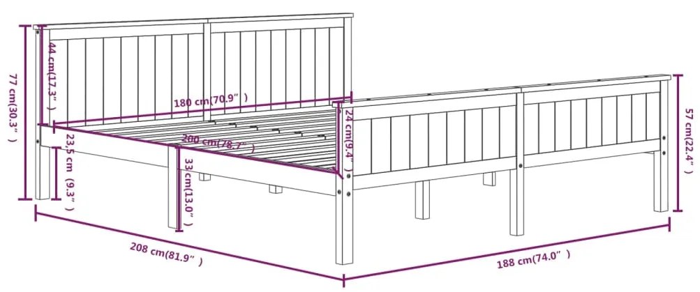 Estrutura de cama 180x200 cm pinho maciço castanho-escuro